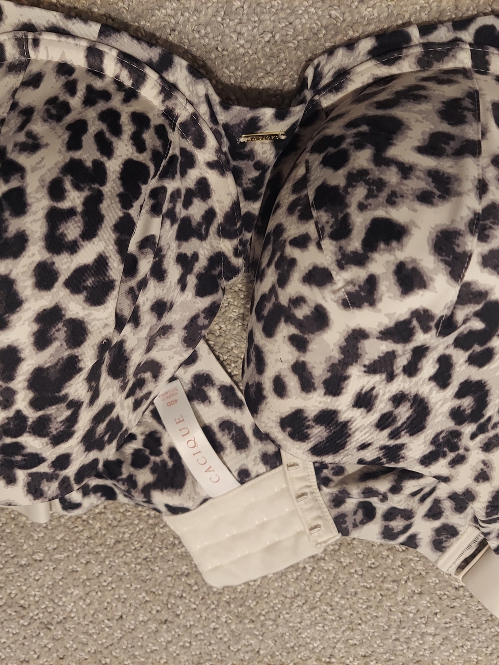 Cacique Leopard Print Underwire Bra in Black and White